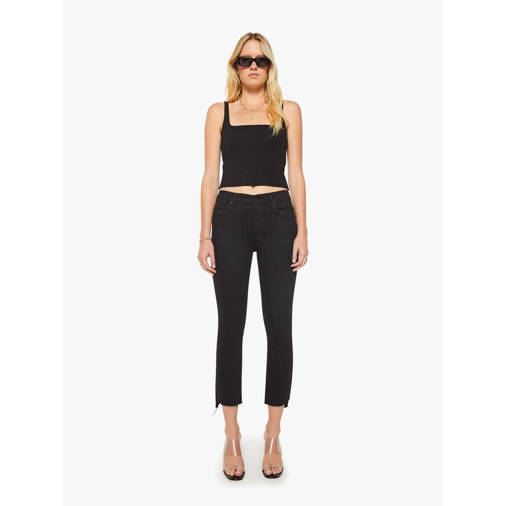 Mother The Insider Crop Step Fray In Not Guilty Sz 26 Black Jeans Nice!!!